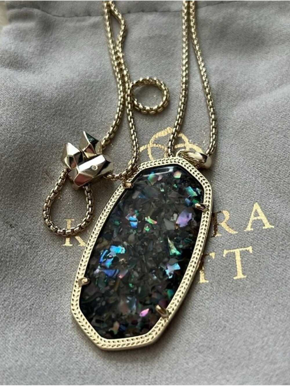 Kendra Scott Reid Gold Crushed Purple Abalone Necklace